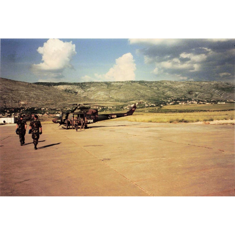 Vintage 1999 SFOR Bosnia UH-1N Helicopter Airfield Photo Lot 6x4 image 4