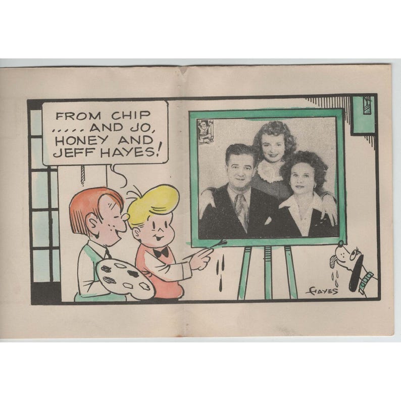 Vintage 1952 Jeff Hayes Chip Comic-Weihnachtskarte (Cartoon-Kunst) Bild 3