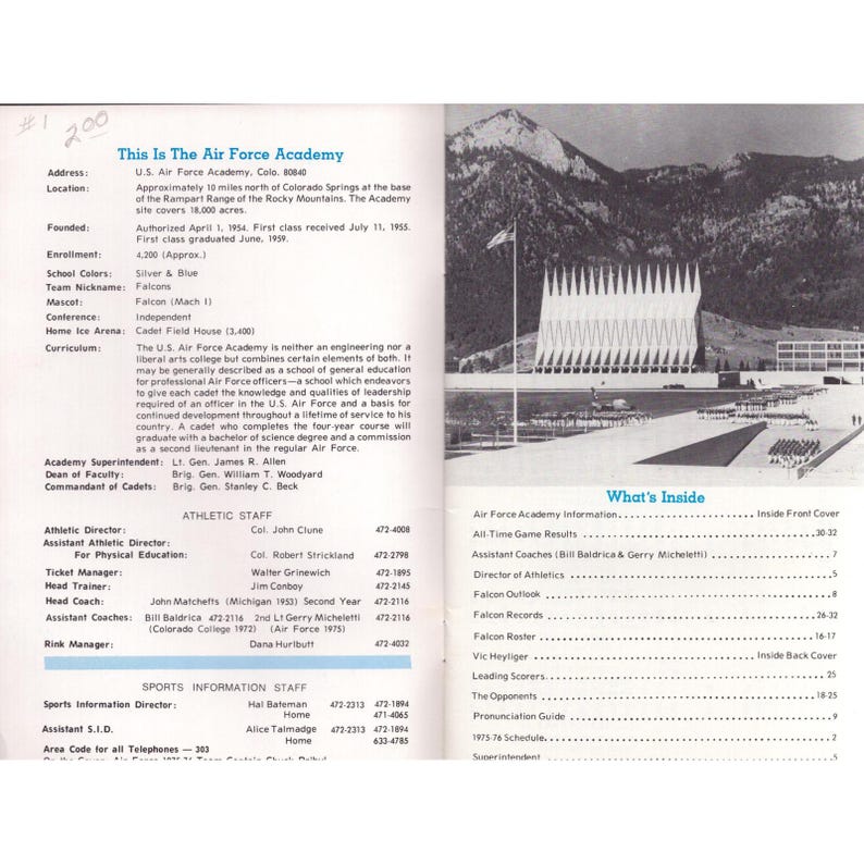 1975-76 Air Force Academy Falcons Ice Hockey Media Guide Colorado Springs CO image 3