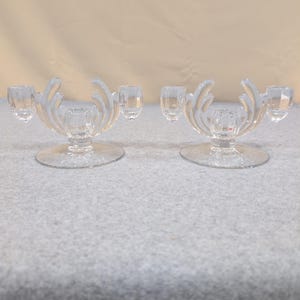 Vintage Heisey Crystolite helderglazen kandelaar set van 2 c. 1937-1957 afbeelding 1