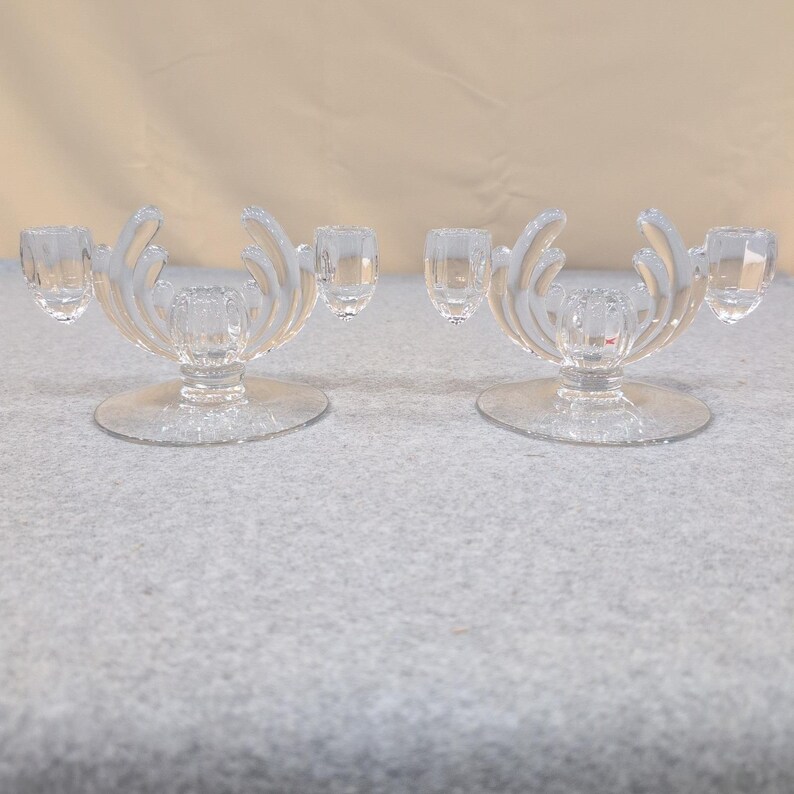 Vintage Heisey Crystolite helderglazen kandelaar set van 2 c. 1937-1957 afbeelding 1