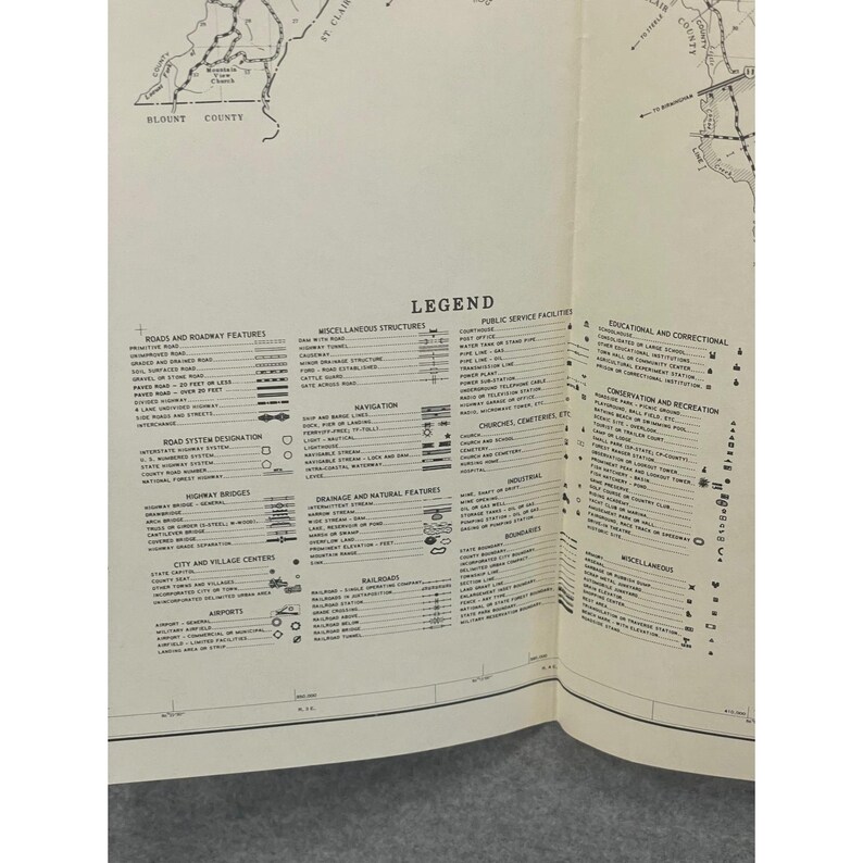 VTG 1982 Etowah County Alabama Highway Map 22" x 18" Gadsden Southside Attalla image 3