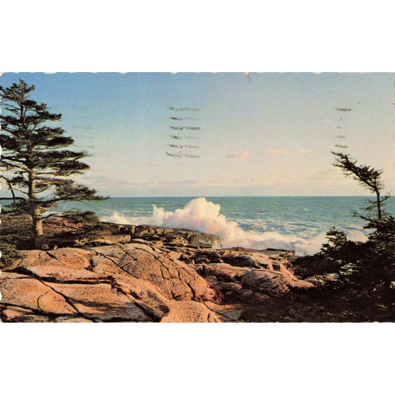Vtg 1976 Maine The Restless Sea Rugged Coast Postcard Old Orchard Beach M1020 image 1