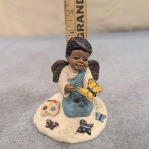 Martha Holcombe God Is Love Charity Black Angel Figurine Butterfly 1987 Vintage image 2