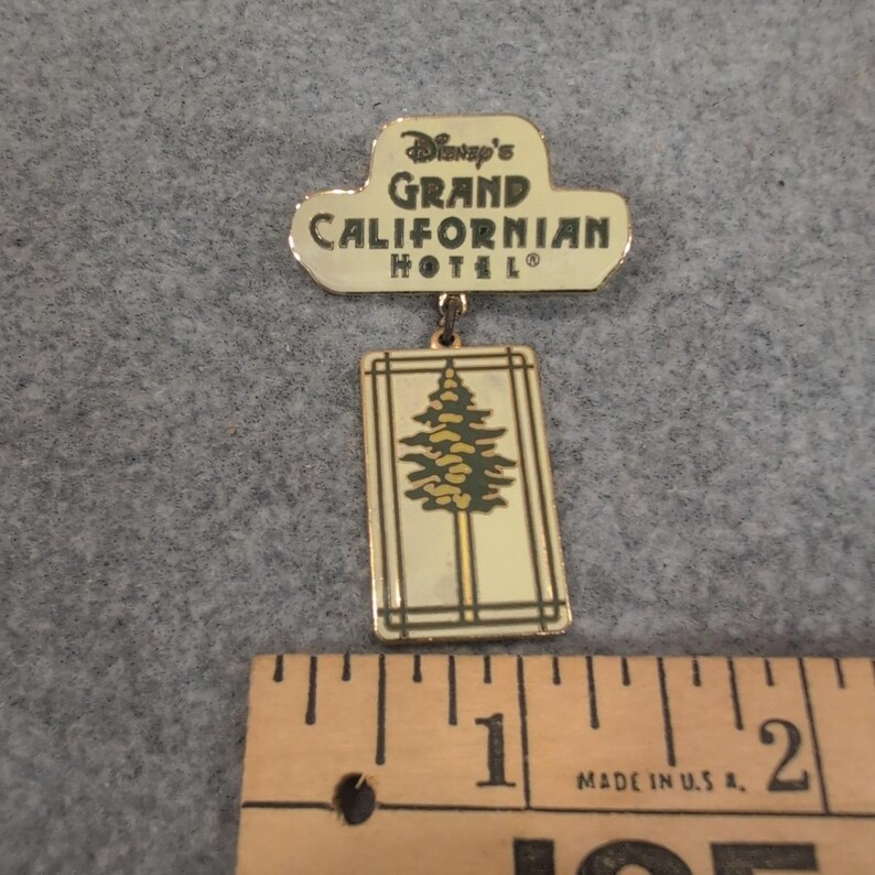 Disney Grand Californian Hotel Pine Tree Dangle Trading Pin Gold Tone Enamel image 2