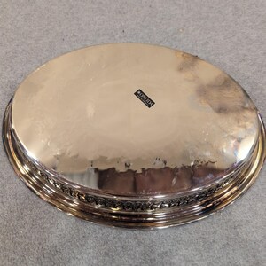 Oneida Silver Plate Oval Pierced Gallery Tray Etched Floral Made in USA image 6