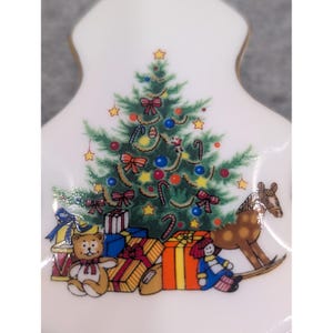 Papel Christmas Morning Tree Trinket Box Japan White Porcelain Gold Trim image 4