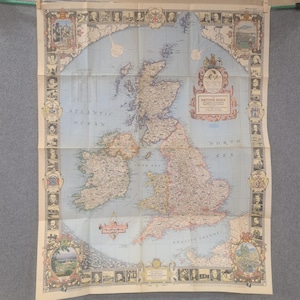 Vtg 1949 National Geographic Mapa Wysp Brytyjskich Anglia Szkocja Irlandia Walia zdjęcie 1