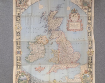 Vtg 1949 National Geographic British Isles Map England Scotland Ireland Wales