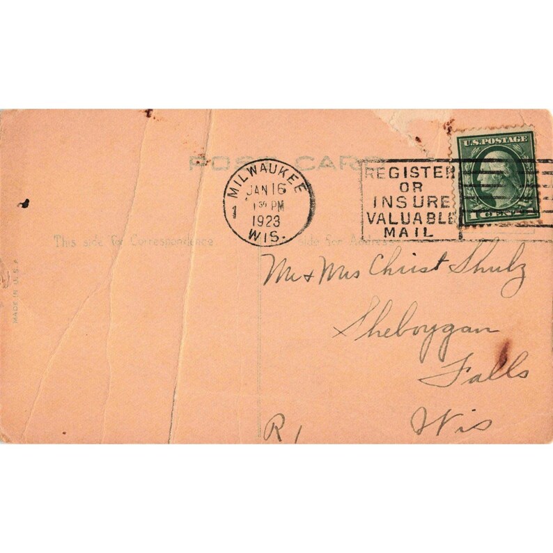 Vintage 1923 Baby Birth Announcement Postcard Stork Milwaukee Wisconsin Doris image 2