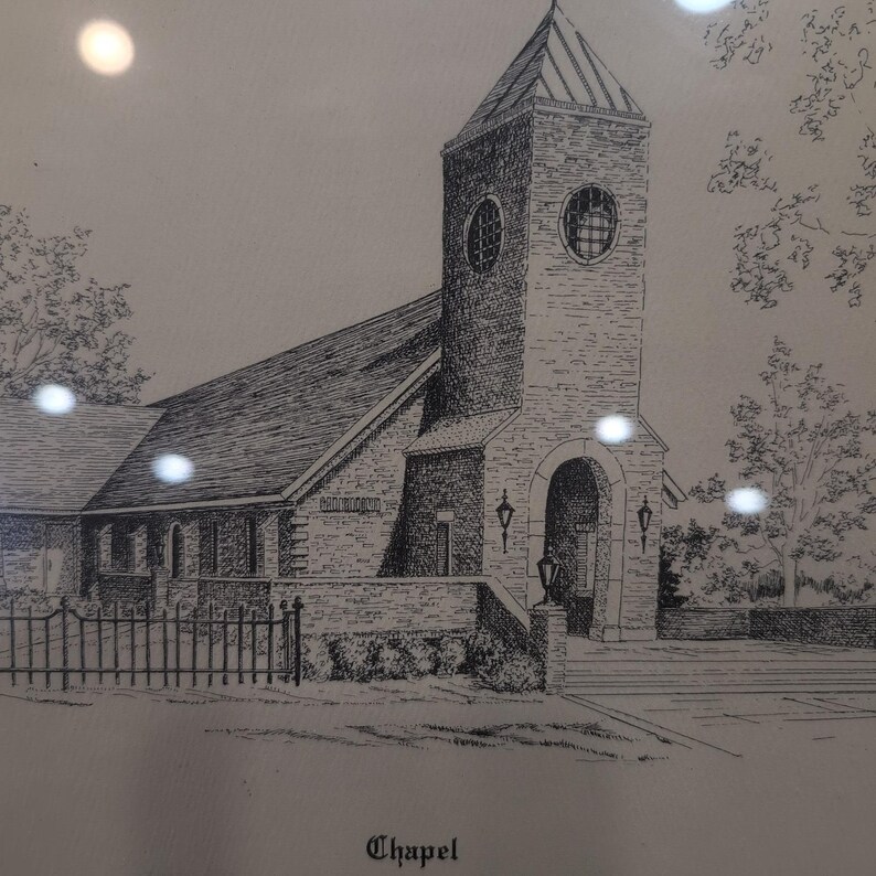 Alabama Institute for Deaf and Blind Chapel Art Print 1985 Wm Elliott Framed image 3