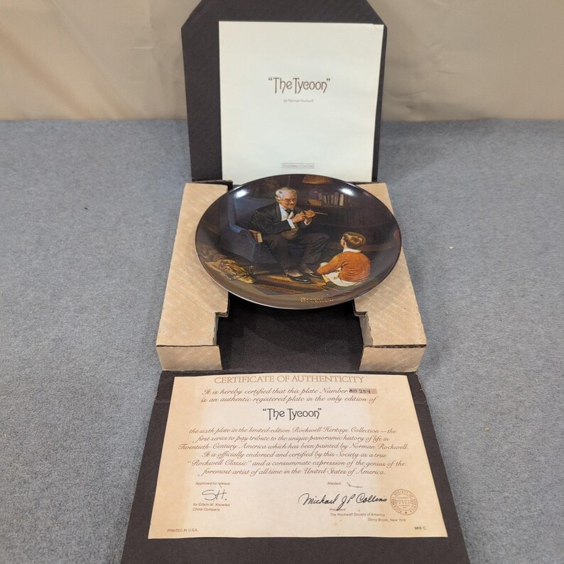 Norman Rockwell The Tycoon Collector Plate Edwin M Knowles Heritage Series 1982 image 2
