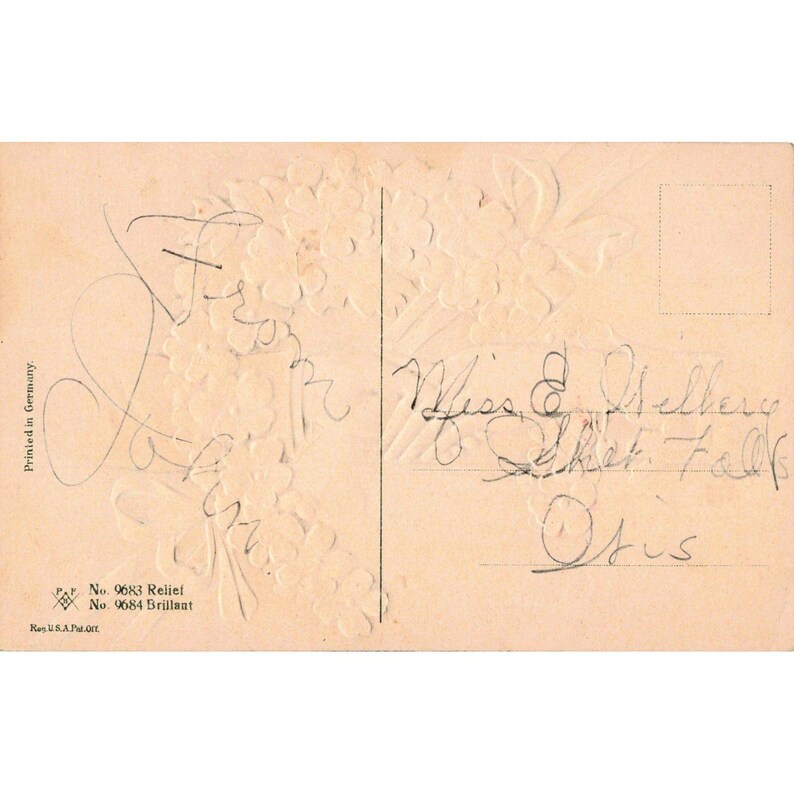 Vtg Birthday Greetings Postcard Embossed Hands PFB Germany Divided Back image 2