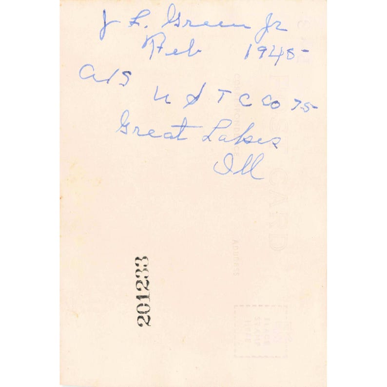 RPPC 1948 US Navy Sailor J.L. Green Jr Great Lakes IL Real Photo Postcard image 2