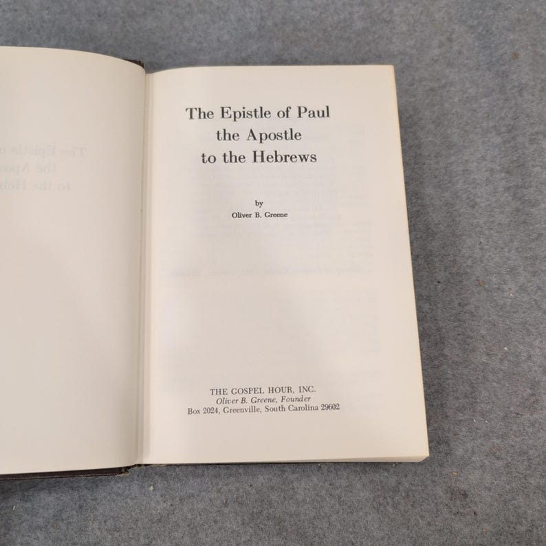 L'Epistola di Paolo apostolo agli Ebrei, Oliver B. Greene, copertina rigida, 1979 immagine 3