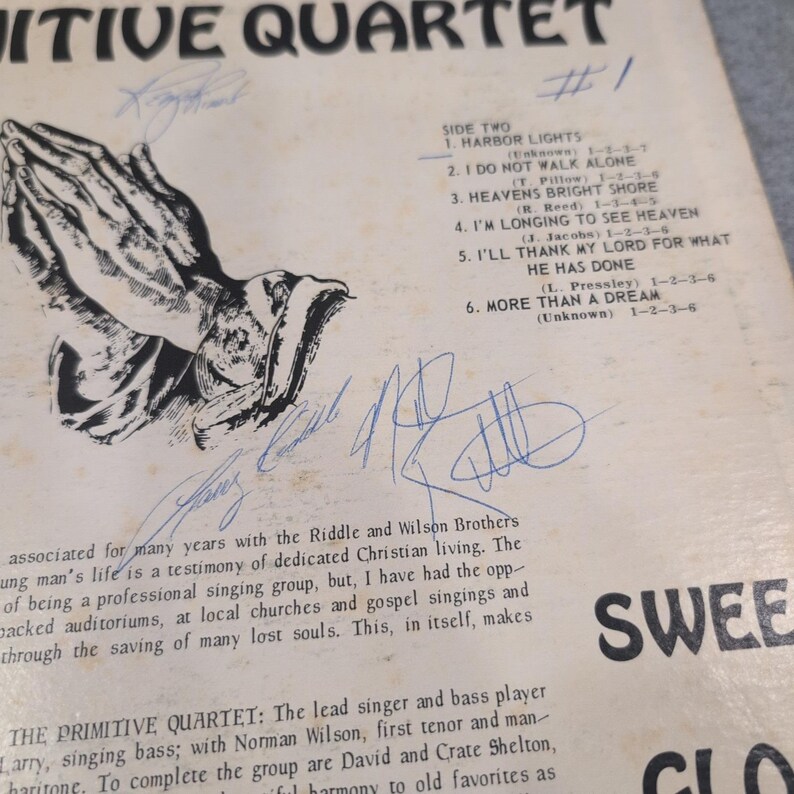 The Primitive Quartet Signed Vinyl When Jesus Brings Sweet Glory Down RS-149 LP image 4