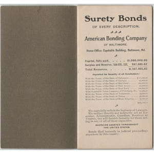 Vintage 1894 Reference Calendars 1776-1976 American Bonding Co Baltimore Booklet image 2