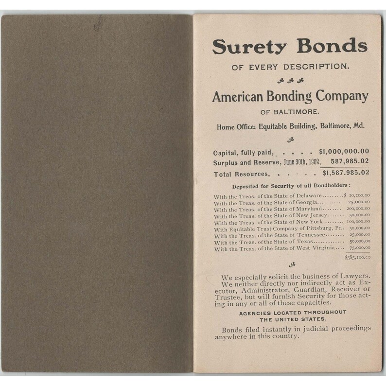 Vintage 1894 Reference Calendars 1776-1976 American Bonding Co Baltimore Booklet image 2