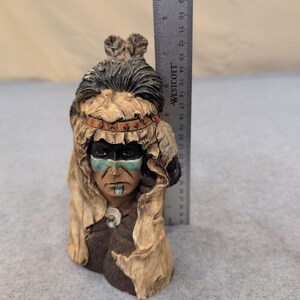 Native American Chief Bust Figurine Painted Statue Style Warrior image 5