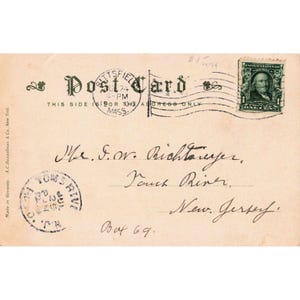 Carte postale ancienne de 1907 représentant la maison de Longfellow à Pittsfield, Massachusetts. AC Bosselman, Allemagne. image 2