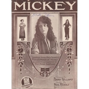 1918 Mickey Sheet Music Mabel Normand Mack Sennett Photoplay Harry Williams image 1