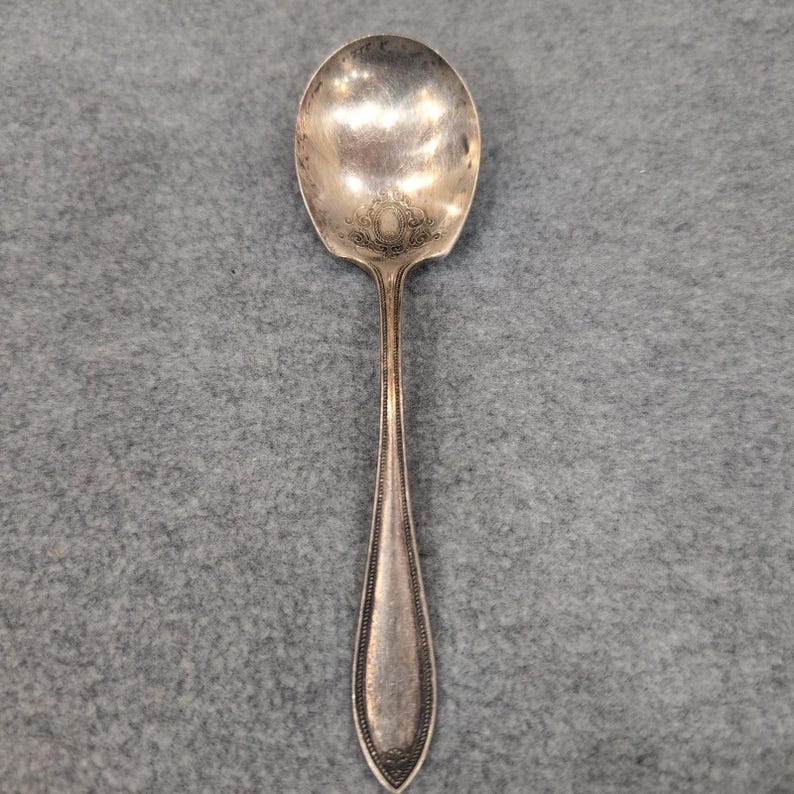 1890-1910's Community Silver Serving Spoon Ornate Filigree Decorative Handle image 1