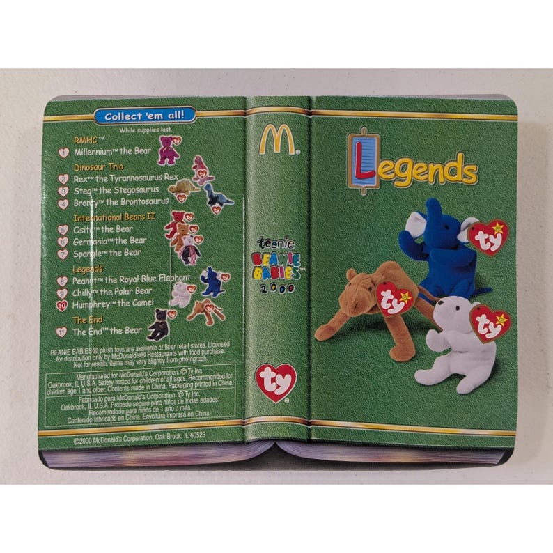 Colección completa de muñecos Beanie Babies Legends de McDonald's (año 2000): Peanut, Chilly y Humphrey imagen 2