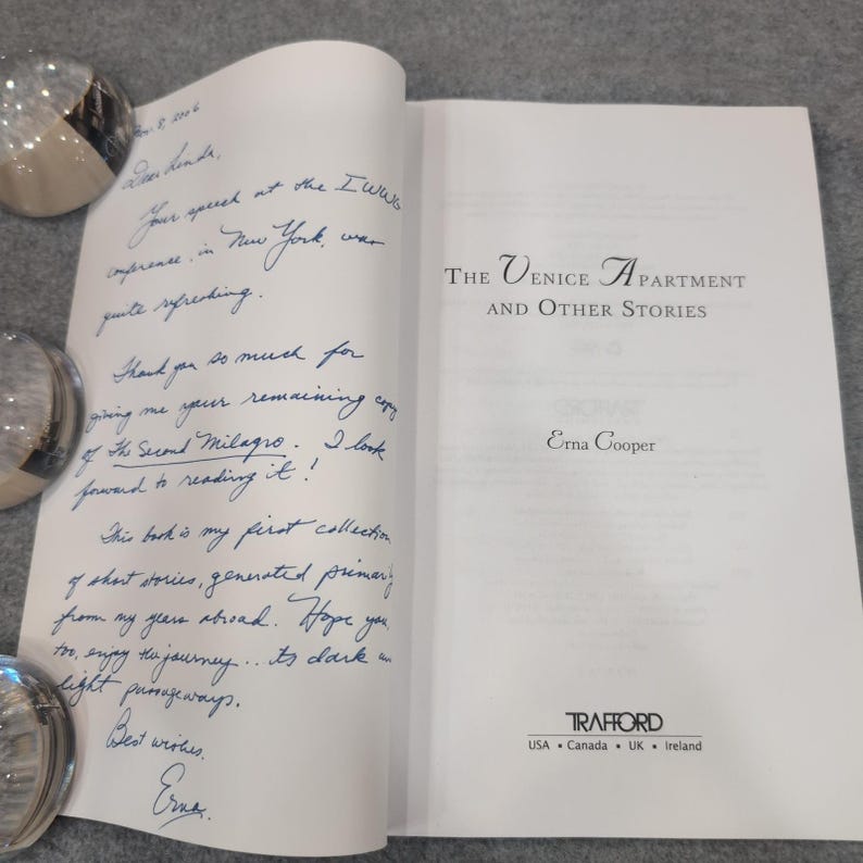 The Venice Apartment and Other Stories by Erna Cooper Paperback 2005 Signed image 3