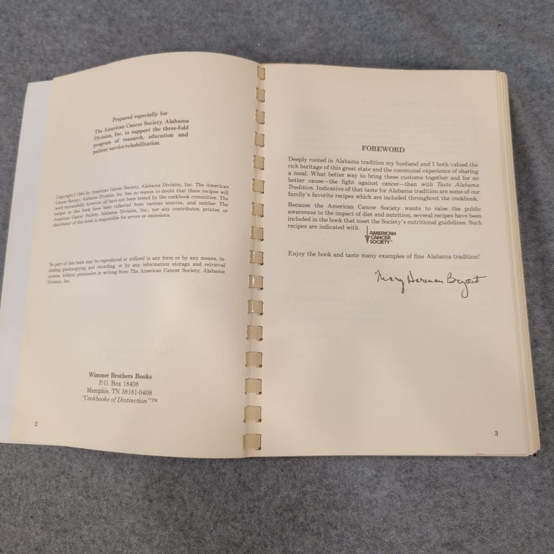 Ricette della tradizione dell'Alabama, ricettario dell'American Cancer Society, 1984 immagine 2