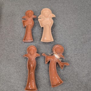 Vintage Terracotta Clay Angel Figurines Set of 4 Handcrafted Folk Art Decor image 2