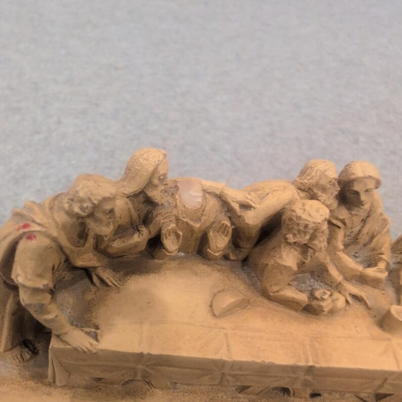 Vintage 1967 Germany Last Supper Miniature Figurine Wood Base Religious Diorama image 2