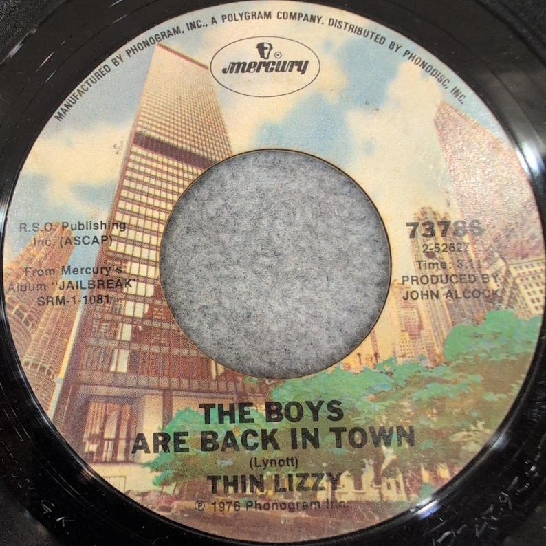 Thin Lizzy The Boys Are Back In Town Jailbreak 7" Vinyl 45 RPM Mercury 73786 '76 bild 1