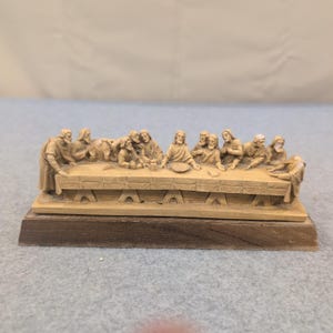 Vintage 1967 Germany Last Supper Miniature Figurine Wood Base Religious Diorama image 1