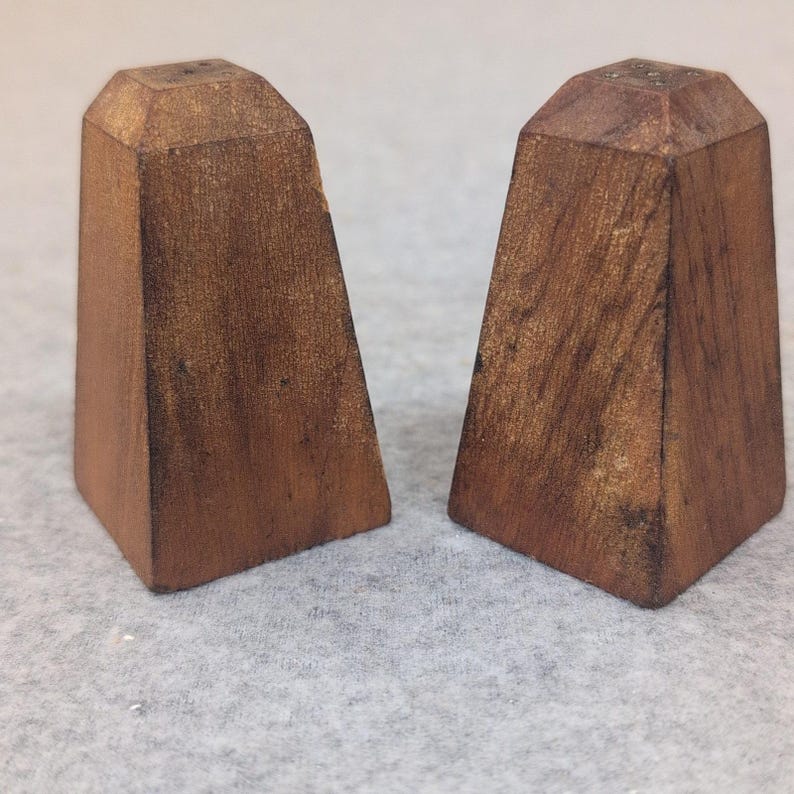 Vintage Hand Painted Wooden Cabin Salt and Pepper Shakers Rustic Folk Art Set image 6