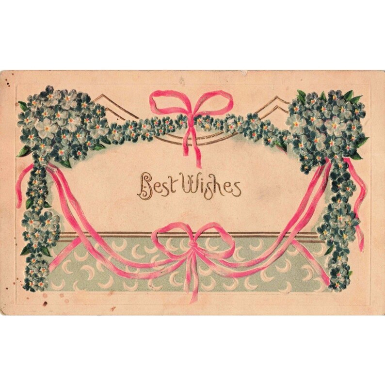 Vtg 1909 Embossed Best Wishes Postcard RPPC Era Sheboygan WI Franklin 1c image 1
