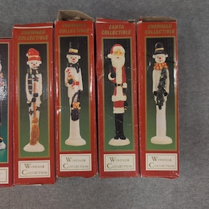 Windsor Collection Christmas Figurines Set 8pc Snowman Santa Resin Vintage Decor image 3