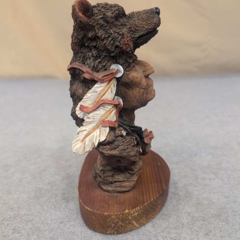 Native American Chief Bust Bear Headdress Feather Necklace Figurine Statue image 4