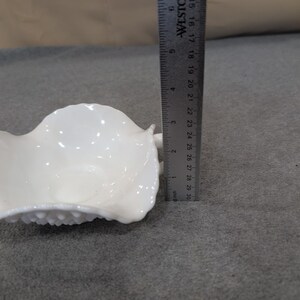Fenton White Milk Glass Hobnail Ruffled Double Handled Bon Bon Candy Dish image 6