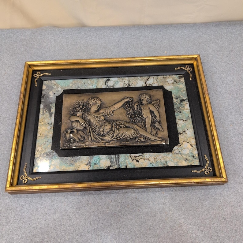 Andrew Kolb & Son Neoclassical Relief Wall Art Gold Frame Cherub Style 875 image 1
