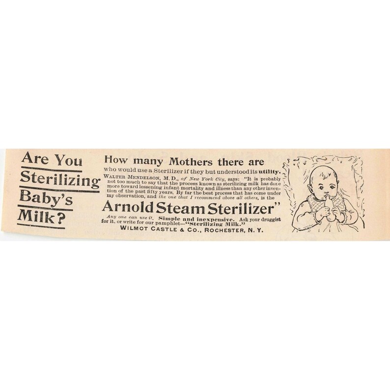 1892 Arnold Steam Sterilizer Vintage Print Advertisement Baby Milk Safety image 1