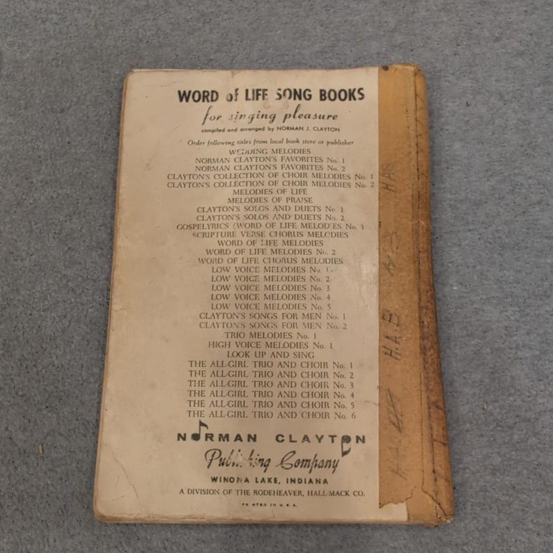 Vintage 1950 Clayton's Collection of Choir Melodies No. 1 Gospel Songbook Norman image 4