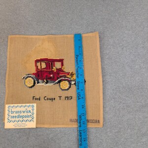 Brunswick Needlepoint 1917 Ford Coupe T Finished Wool Canvas P-946 Handmade image 3