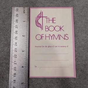 Vintage Blank The Book of Hymns Bookplate United Methodist Church Memorial Label image 1