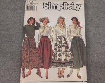 Simplicity 9876 Vintage 1990 Misses Skirt Sewing Pattern Size H5 6-14 Pleated