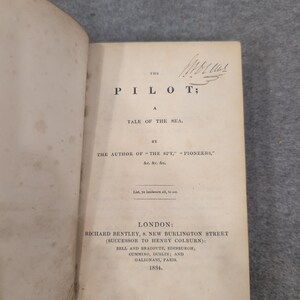 1834 The Pilot A Tale of the Sea J.F. Cooper London Richard Bentley Hardcover image 5