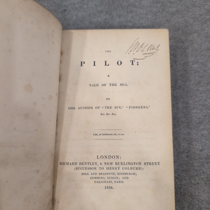 1834 The Pilot A Tale of the Sea J.F. Cooper London Richard Bentley Hardcover image 5