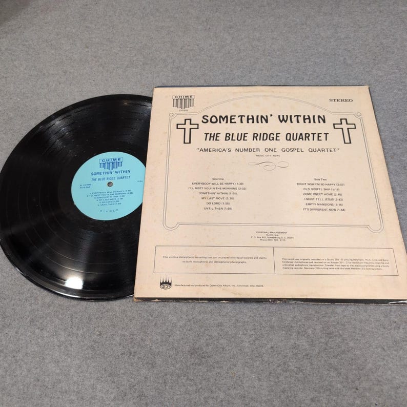 The Blue Ridge Quartet Somethin' Within Vinyl LP Chime Records CH-618 Gospel image 2