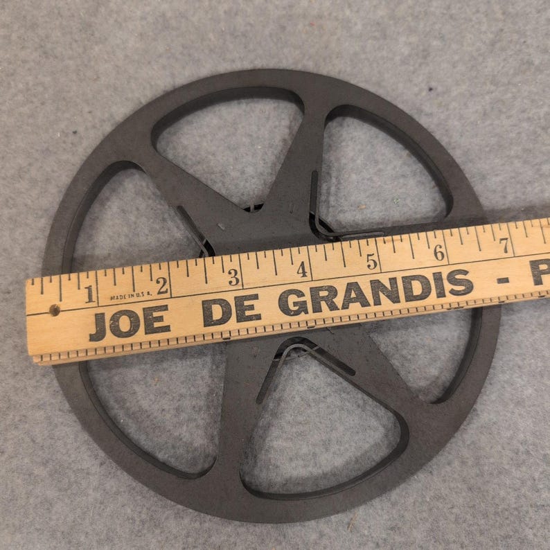 Vintage 7 Inch Metal Movie Film Reel 8mm Super 8 Dark Gray 6 Spoke Empty Reel image 2
