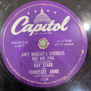 Kay Starr Tennessee Ernie I'll Never Be Free Capitol 1124 78 RPM Shellac Record image 2