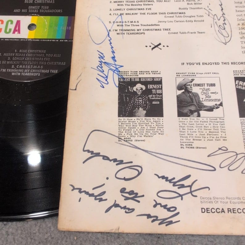 Ernest Tubb Blue Christmas Vinyl LP Decca DL 74518 Texas Troubadours Signed image 4